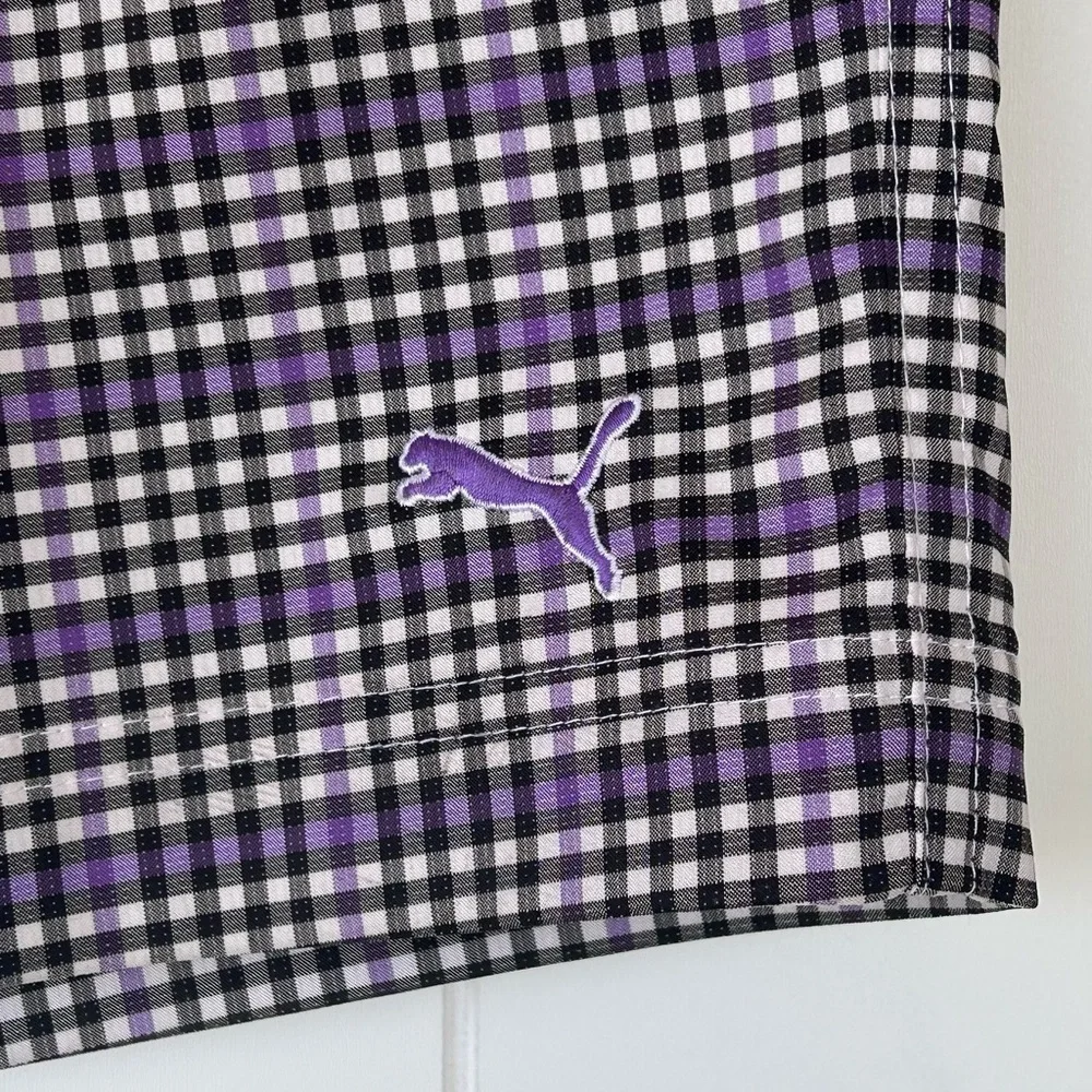 Puma Brand‎ Men’s 10” Golf Shorts Black/White/Purple Check Size 32